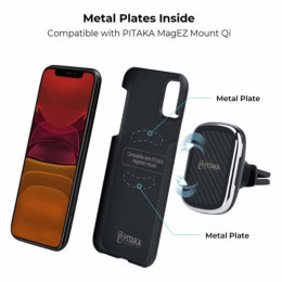 Чехол iPhone 11 Pitaka Черно-Серый (мелкое плетение)/Кевлар (арамид)