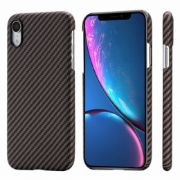 Чехол iPhone XR Pitaka MagEZ Case Черно-Коричневый(в полоску)/Кевлар (арамид)