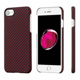 Чехол iPhone 7/8/SE(2020) Pitaka MagEZ Case Черно-Красный (в полоску)/Кевлар (арамид)