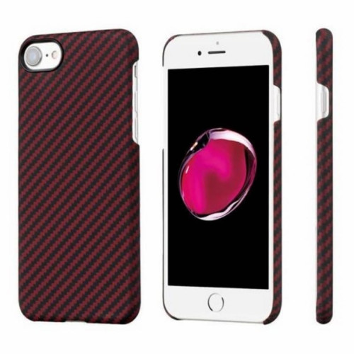 Чехол iPhone 7/8/SE(2020) Pitaka MagEZ Case Черно-Красный (в полоску)/Кевлар (арамид) в рассрочку без первоначального взноса и переплат