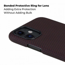 Чехол iPhone 11 Pitaka Черно-Красный (мелкое плетение)/Кевлар (арамид)