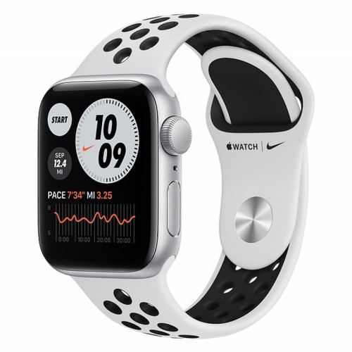Apple Watch SE 40mm Silver Aluminum Case / Pure Platinum/Black NIKE Sport Band в рассрочку без первоначального взноса и переплат