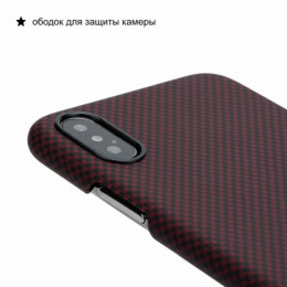 Чехол iPhone XS Max Pitaka MagEZ Case Черно-Красный (шахматное плетение)/Кевлар (арамид)