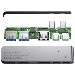 USB-концентратор Baseus Thunderbolt C+ Dual Type-C to USB3.0/HDMI/Type-C (CAHUB-B0G) для MacBook Pro