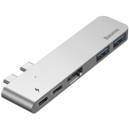 USB-концентратор Baseus Thunderbolt C+ Dual Type-C to USB3.0/HDMI/Type-C (CAHUB-B0G) для MacBook Pro