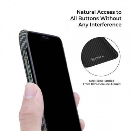 Чехол Pitaka для Apple iPhone 11 Pro Max черно-зеленый в рассрочку без первоначального взноса и переплат