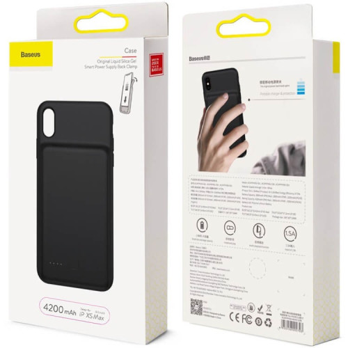 Чехол-аккумулятор Baseus для iPhone XS MaxLiqui Silicone Smart Power черный в рассрочку без первоначального взноса и переплат
