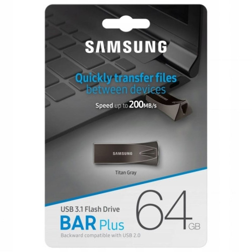 USB Накопитель Samsung Flash Drive Bar Plus 64GB Gray в рассрочку без первоначального взноса и переплат