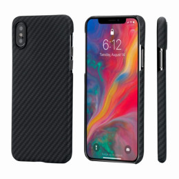 Чехол iPhone XS Max Pitaka MagEZ Case Черно-Серый (в полоску)/Кевлар (арамид)