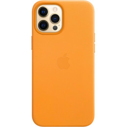 Кожаный чехол Apple MagSafe для iPhone 12 Pro Max (золотой апельсин)