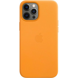 Кожаный чехол Apple MagSafe для iPhone 12 Pro Max (золотой апельсин)