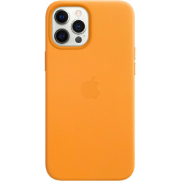 Кожаный чехол Apple MagSafe для iPhone 12 Pro Max (золотой апельсин)