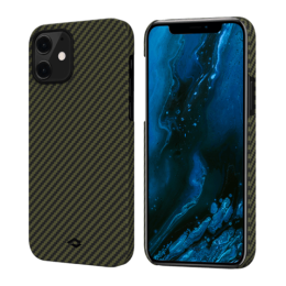 Кевларовый чехол Pitaka MagEZ Case для iPhone 12 (черно-зеленый)