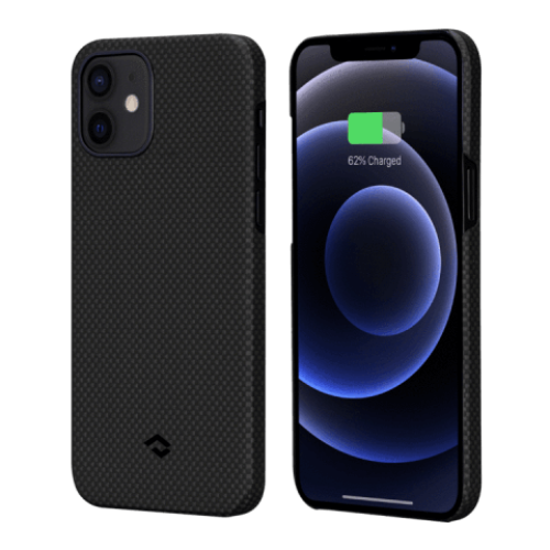 Кевларовый чехол Pitaka MagEZ Case для iPhone 12 (черно-серый, шахматное плетение) в рассрочку без первоначального взноса и переплат