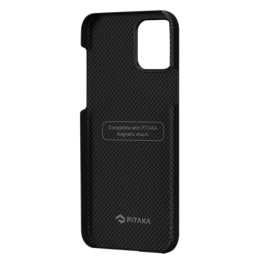 Кевларовый чехол Pitaka MagEZ Case для iPhone 12 (черно-серый, шахматное плетение)