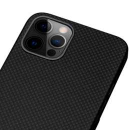 Кевларовый чехол Pitaka MagEZ Case для iPhone 12 Pro Max (черно-серый, шахматное плетение)