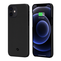 Кевларовый чехол Pitaka MagEZ Case для iPhone 12 Mini (черно-серый, шахматное плетение)