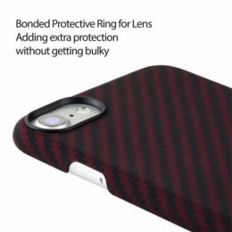 Чехол iPhone 7/8/SE(2020) Pitaka MagEZ Case Черно-Красный (в полоску)/Кевлар (арамид)