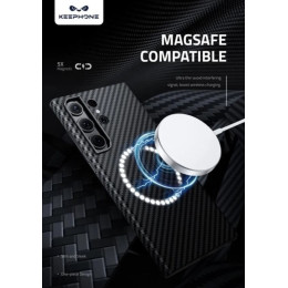 Чехол для Samsung Galaxy S23 Ultra Keephone Magsafe карбоновый из кевлара (черный)