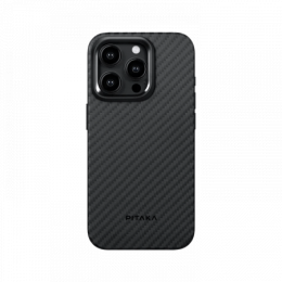 Чехол для iPhone 15 Pro Max Pitaka MagEZ Pro 4 кевлар (черно-серый)
