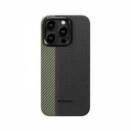 Чехол для iPhone 15 Pro Max Pitaka Fusion Weaving MagEZ Case 4 Overture кевлар (черно-серый)
