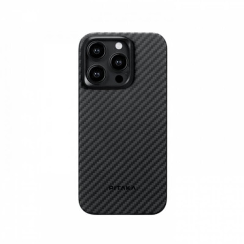 Чехол для iPhone 15 Pro Pitaka MagEZ Case 4 кевлар (черно-серый) в рассрочку без первоначального взноса и переплат