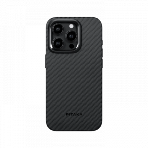 Чехол для iPhone 15 Pro Pitaka MagEZ Pro 4 кевлар (черно-серый) в рассрочку без первоначального взноса и переплат