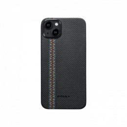 Чехол для iPhone 15 Pitaka Fusion Weaving MagEZ Case 4 Rhapsody кевлар (черно-серый)