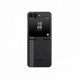 Чехол для Samsung Galaxy Z Flip5 Pitaka Fusion Weaving MagEZ 3 Rhapsody кевлар (черно-серый)