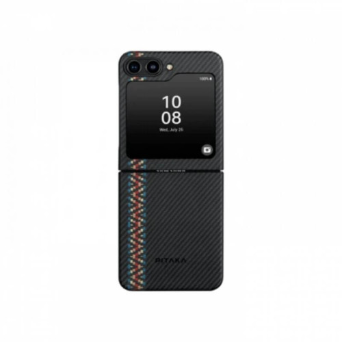 Чехол для Samsung Galaxy Z Flip5 Pitaka Fusion Weaving MagEZ 3 Rhapsody кевлар (черно-серый) в рассрочку без первоначального взноса и переплат