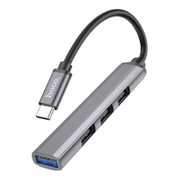 Адаптер переходник HOCO HB26 4в1 Type-C на USB 3.0 + 3 USB 2.0 серый