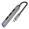Адаптер переходник HOCO HB26 4в1 Type-C на USB 3.0 + 3 USB 2.0 серый в рассрочку без первоначального взноса и переплат