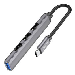 Адаптер переходник HOCO HB26 4в1 Type-C на USB 3.0 + 3 USB 2.0 серый