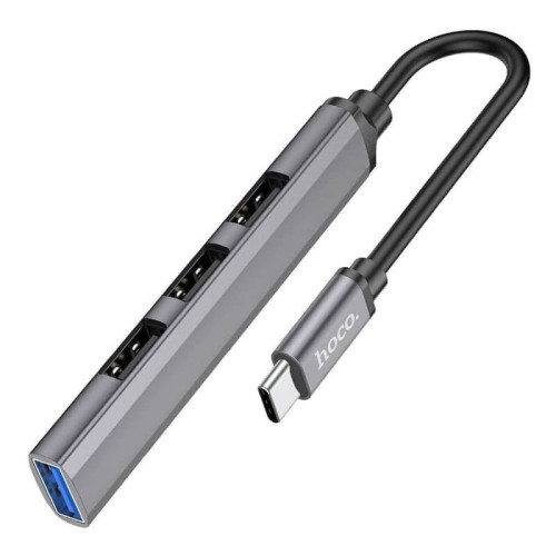 Адаптер переходник HOCO HB26 4в1 Type-C на USB 3.0 + 3 USB 2.0 серый в рассрочку без первоначального взноса и переплат