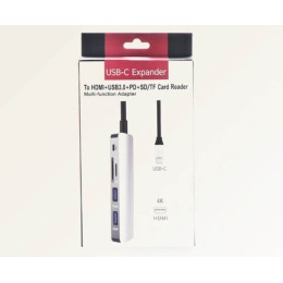 Адаптер переходник для Macbook Gurdini USB-C Expander to PD/HDMI 4K/2xUSB3.0/CardReader графит