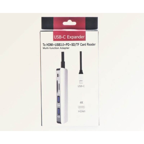 Адаптер переходник для Macbook Gurdini USB-C Expander to PD/HDMI 4K/2xUSB3.0/CardReader графит в рассрочку без первоначального взноса и переплат