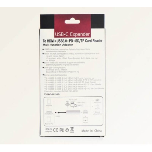 Адаптер переходник для Macbook Gurdini USB-C Expander to PD/HDMI 4K/2xUSB3.0/CardReader графит в рассрочку без первоначального взноса и переплат