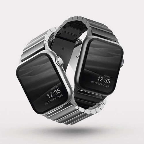 Ремешок Uniq Strova Strap Link Steel для Apple Watch 42-44-45-49 мм, черный в рассрочку без первоначального взноса и переплат