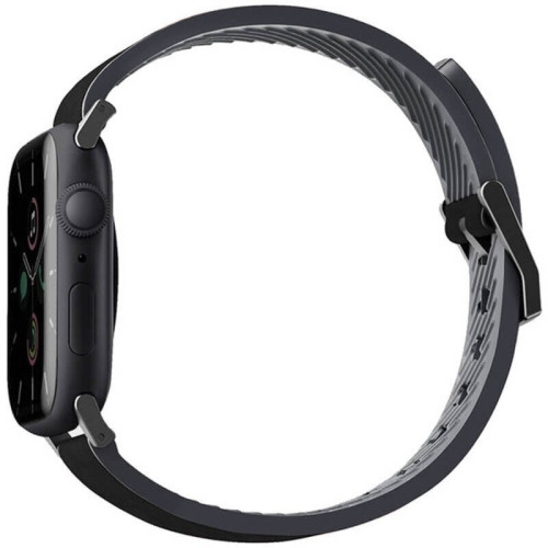 Ремешок Uniq Straden Waterproof Leather/Silicone для Apple Watch 42-44-45-49 мм, черный в рассрочку без первоначального взноса и переплат