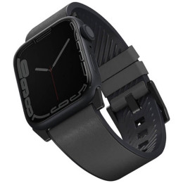 Ремешок Uniq Straden Waterproof Leather/Silicone для Apple Watch 42-44-45-49 мм, серый