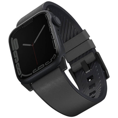 Ремешок Uniq Straden Waterproof Leather/Silicone для Apple Watch 42-44-45-49 мм, серый в рассрочку без первоначального взноса и переплат