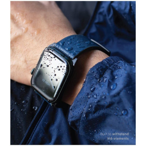 Ремешок Uniq Straden Waterproof Leather/Silicone для Apple Watch 42-44-45-49 мм, синий в рассрочку без первоначального взноса и переплат