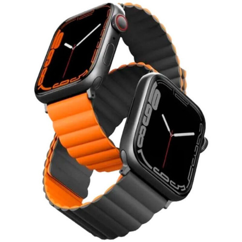 Ремешок Uniq Revix reversible Magnetic для Apple Watch 42-44-45-49 мм, серый/оранжевый в рассрочку без первоначального взноса и переплат