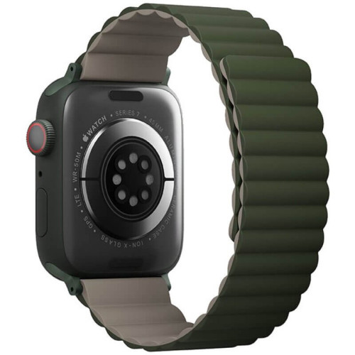 Ремешок Uniq Revix reversible Magnetic для Apple Watch 42-44-45-49 мм, зеленый/серый в рассрочку без первоначального взноса и переплат