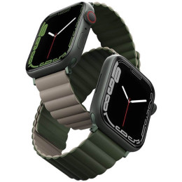 Ремешок Uniq Revix reversible Magnetic для Apple Watch 42-44-45-49 мм, зеленый/серый