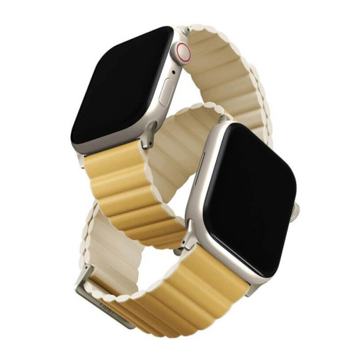 Ремешок Uniq Revix Premium Ed. Leather/Silicone для Apple Watch 42-44-45-49 мм, желтый в рассрочку без первоначального взноса и переплат