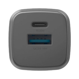 Сетевое зарядное устройство EnergEA Ampcharge GaN20, USB-C PD20 + USB-A QC18 total 20W Gunmetal