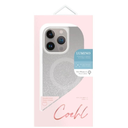 Чехол для iPhone 15 Pro Max Uniq Coehl Lumino MagSafe (серебристый) в рассрочку без первоначального взноса и переплат