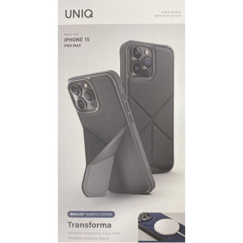 Чехол для iPhone 15 Pro Max Uniq Transforma Ebony Black MagSafe (черный) в рассрочку без первоначального взноса и переплат