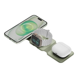 Беспроводное зарядное устройство EnergEA Bazic GoMag Trio Plus magnetic wireless foldable, 15Вт, зеленый